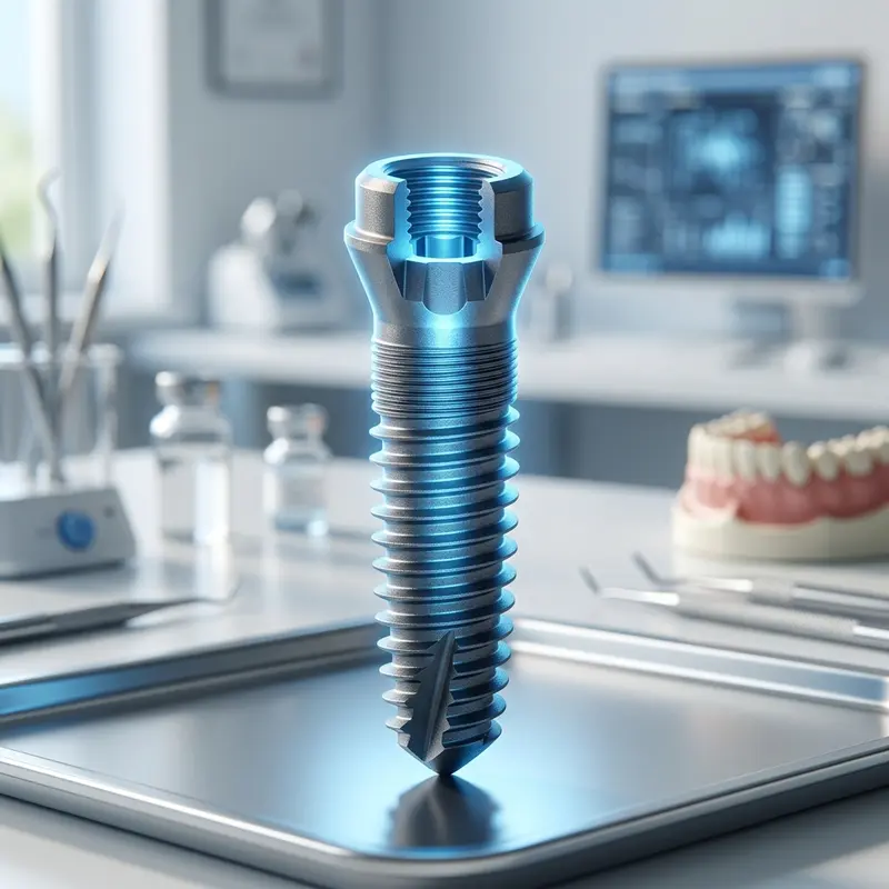 Titanium dental implant 3D render