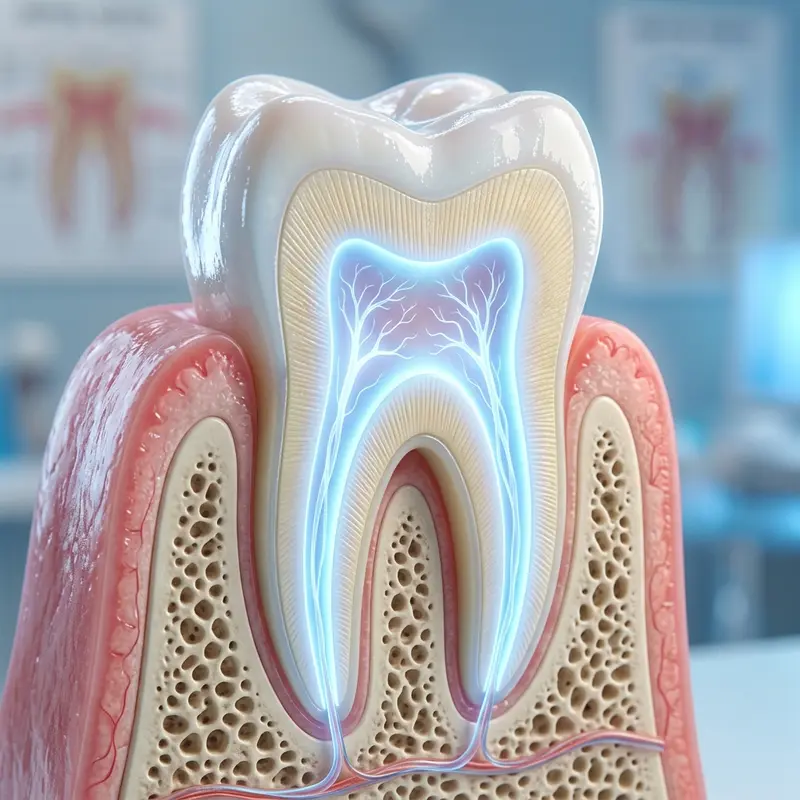 Glowing 3D illustration of root canal anatomy