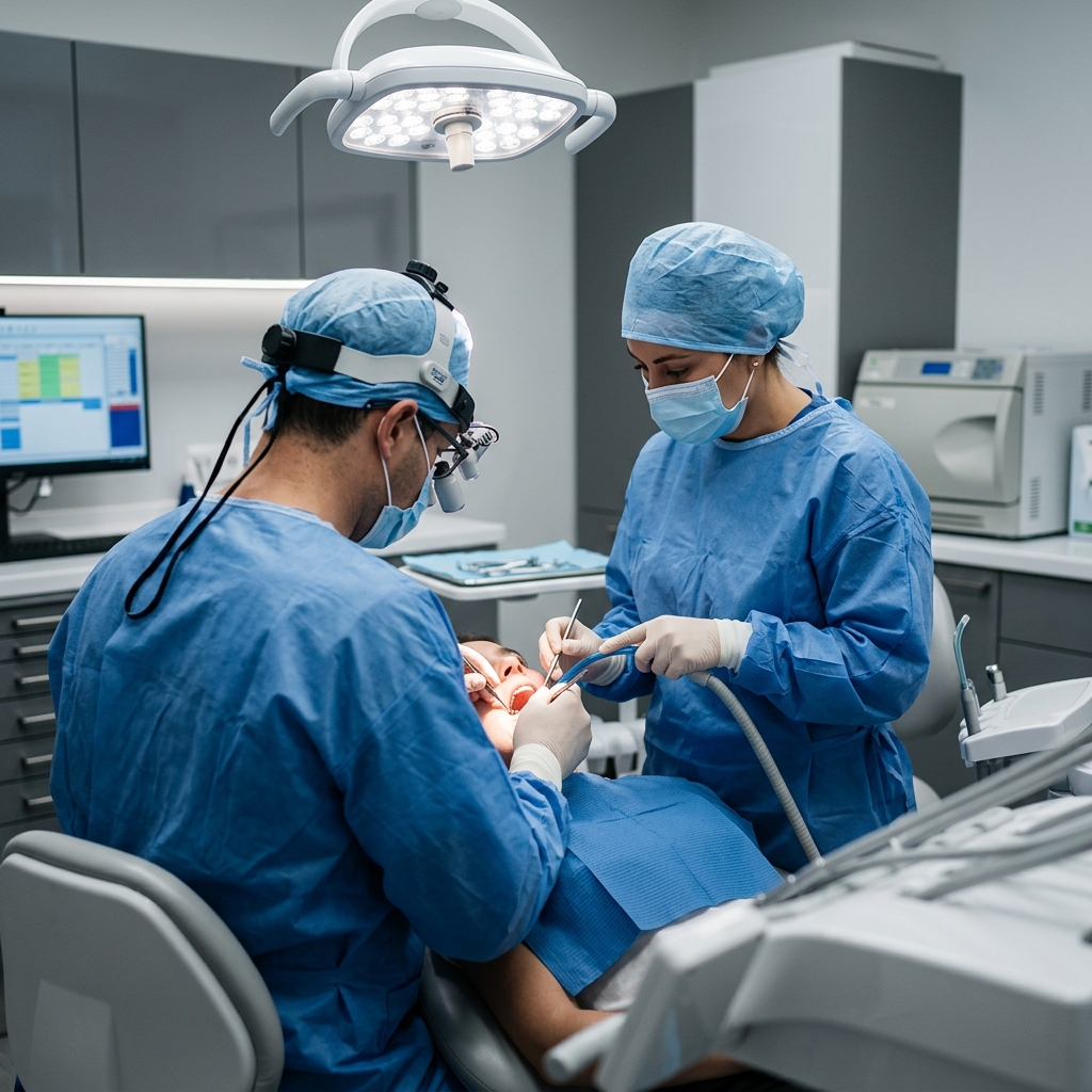 Dr. Shahid Islam performing dental surgery